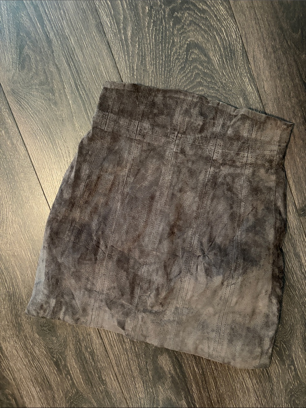 Express Suede Leather Panel Mini Skirt in Brown XS - Picture 2 of 5